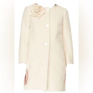 Kate Spade Corsage Tweed Coat Size 8 Cream Sand Dune Jacket Rambling Roses